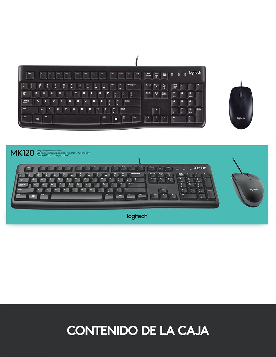 Mouse y teclado alámbrico MK120 3