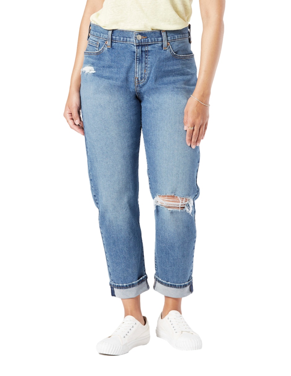 Jeans slim mid-rise boyfriend para mujer Jeans slim mid-rise boyfriend para mujer