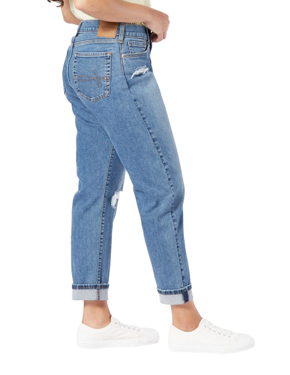 Jeans slim mid-rise boyfriend para mujer 4