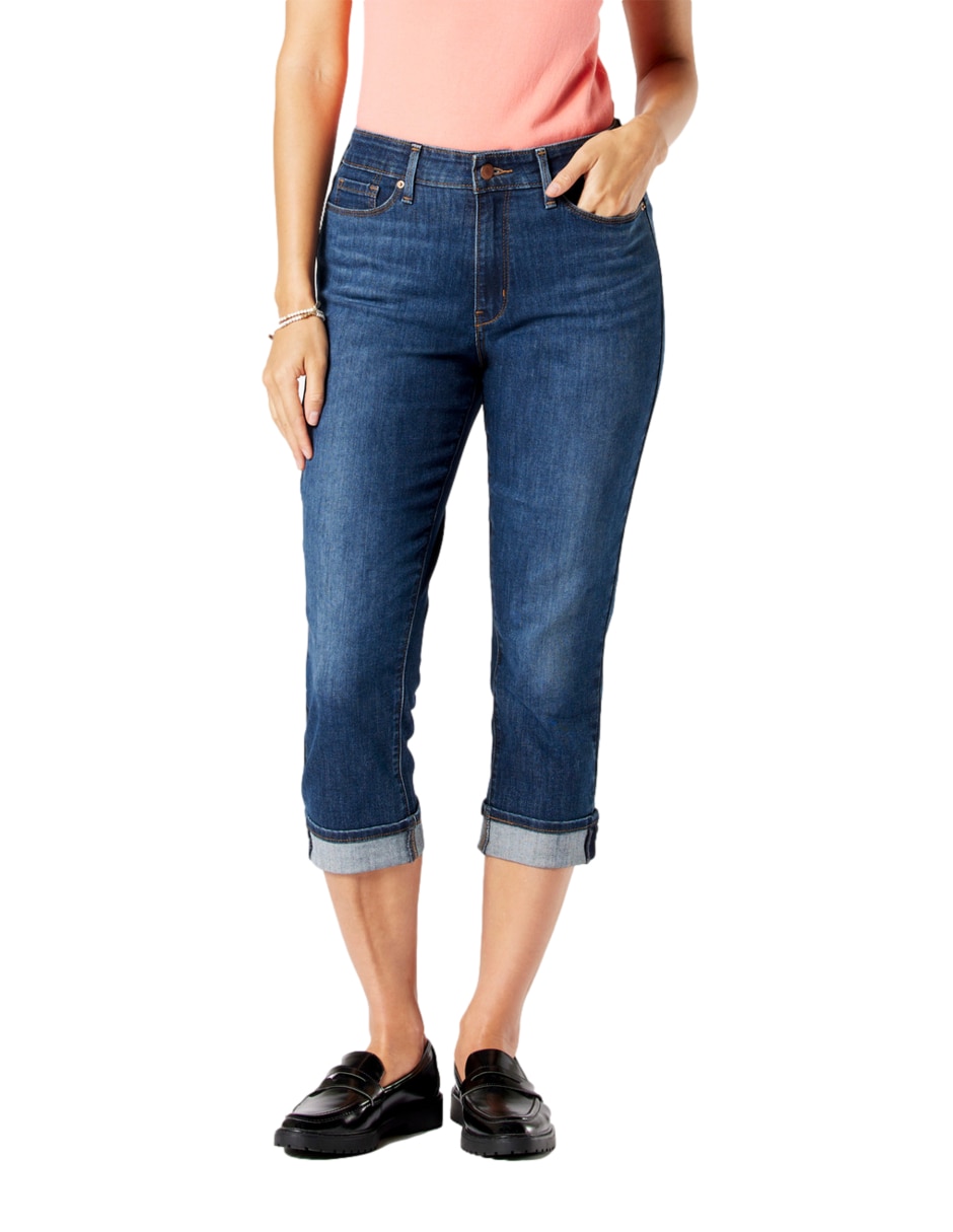 Jeans slim mid-rise capri para mujer