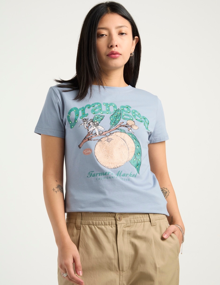 Playera manga corta cuello redondo para mujer Playera manga corta cuello redondo para mujer