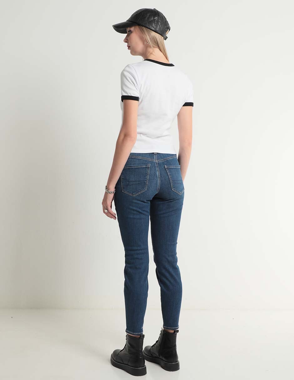 Jeans skinny corte cintura para mujer 2