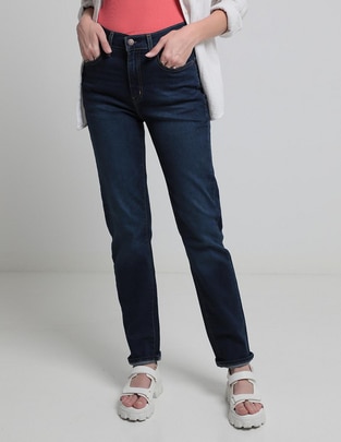 Jeans straight corte cintura alta para mujer