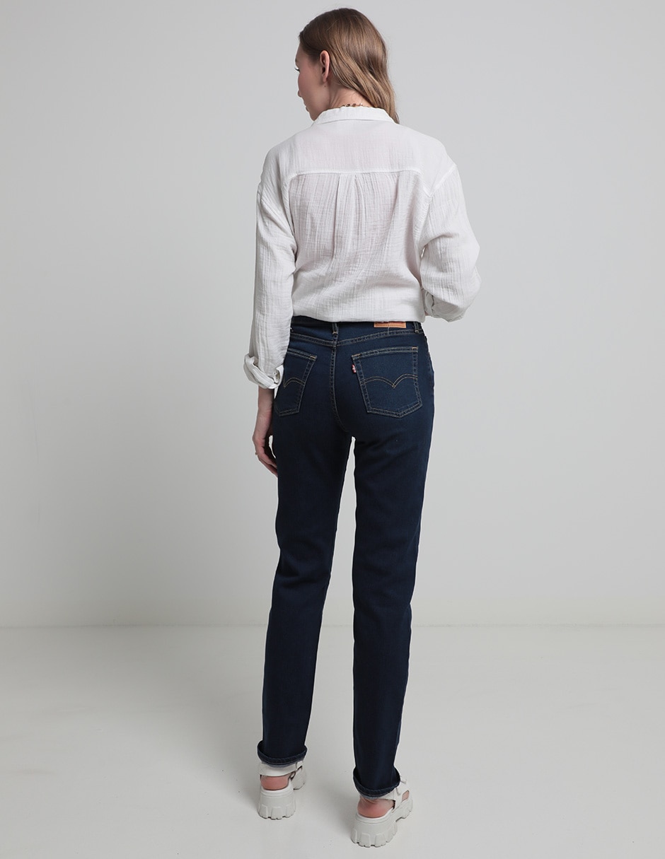 Jeans straight corte cintura alta para mujer 2