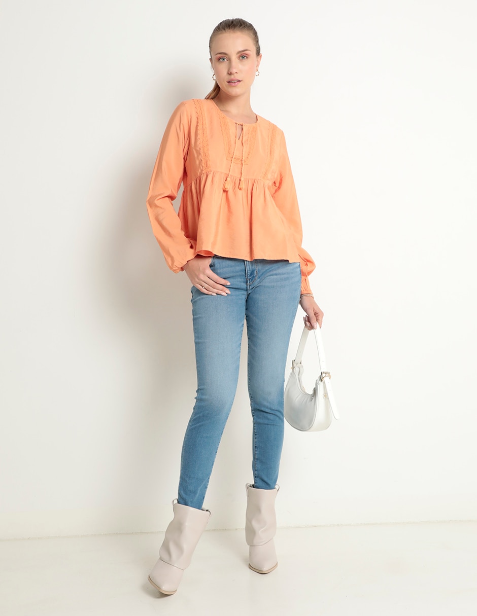 Jeans skinny corte cintura para mujer 3