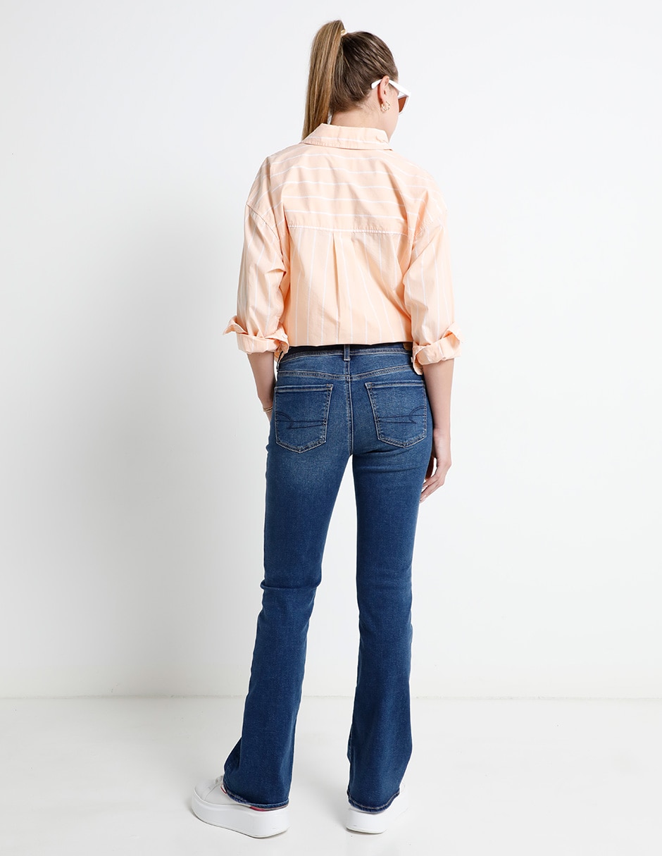 Jeans cargo bota para mujer