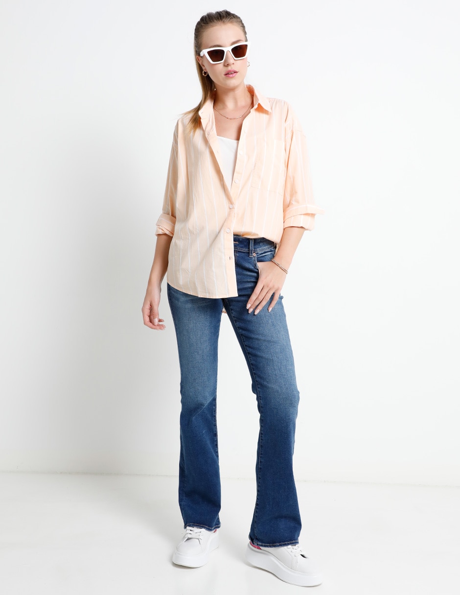 Jeans cargo bota para mujer