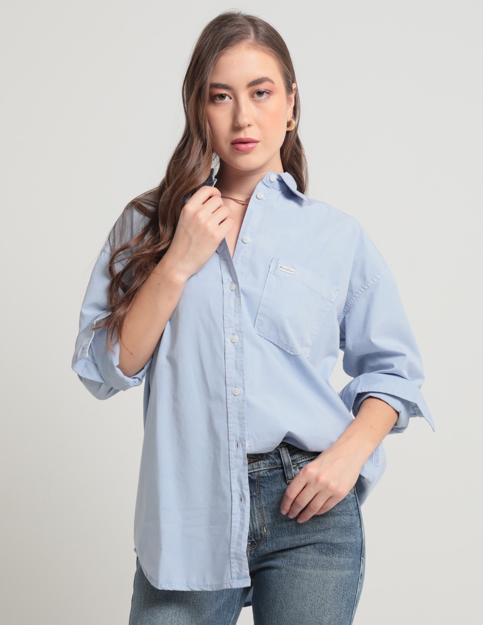 Blusa camisera Guess Jeans manga larga para mujer