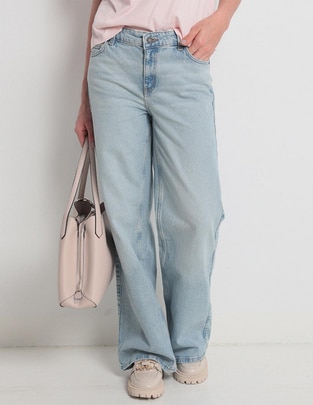 Jeans wide leg corte cintura para mujer