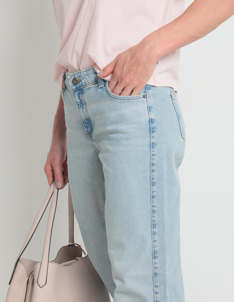 Jeans wide leg corte cintura para mujer 4