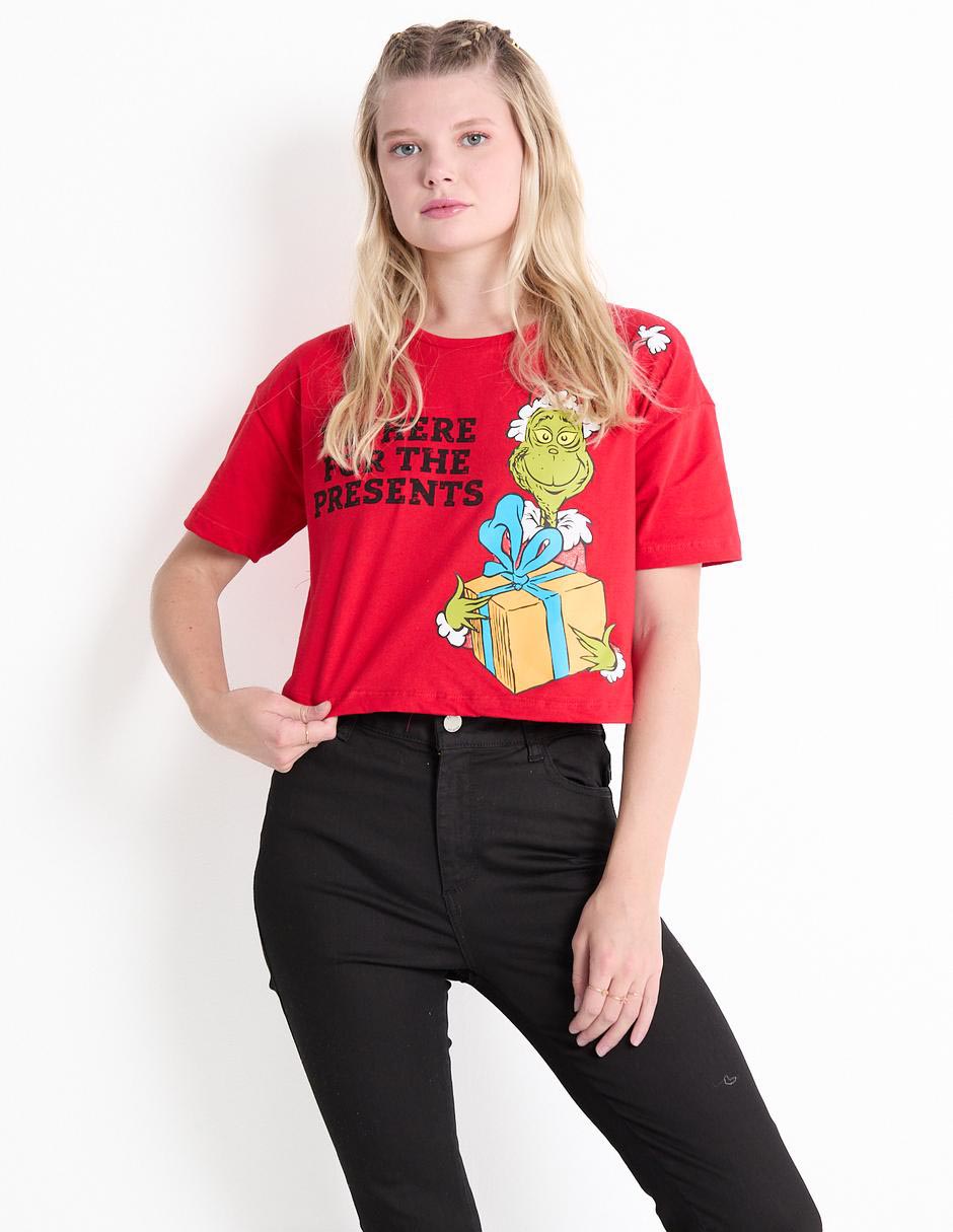 Playera manga corta El Grinch cuello redondo mujer