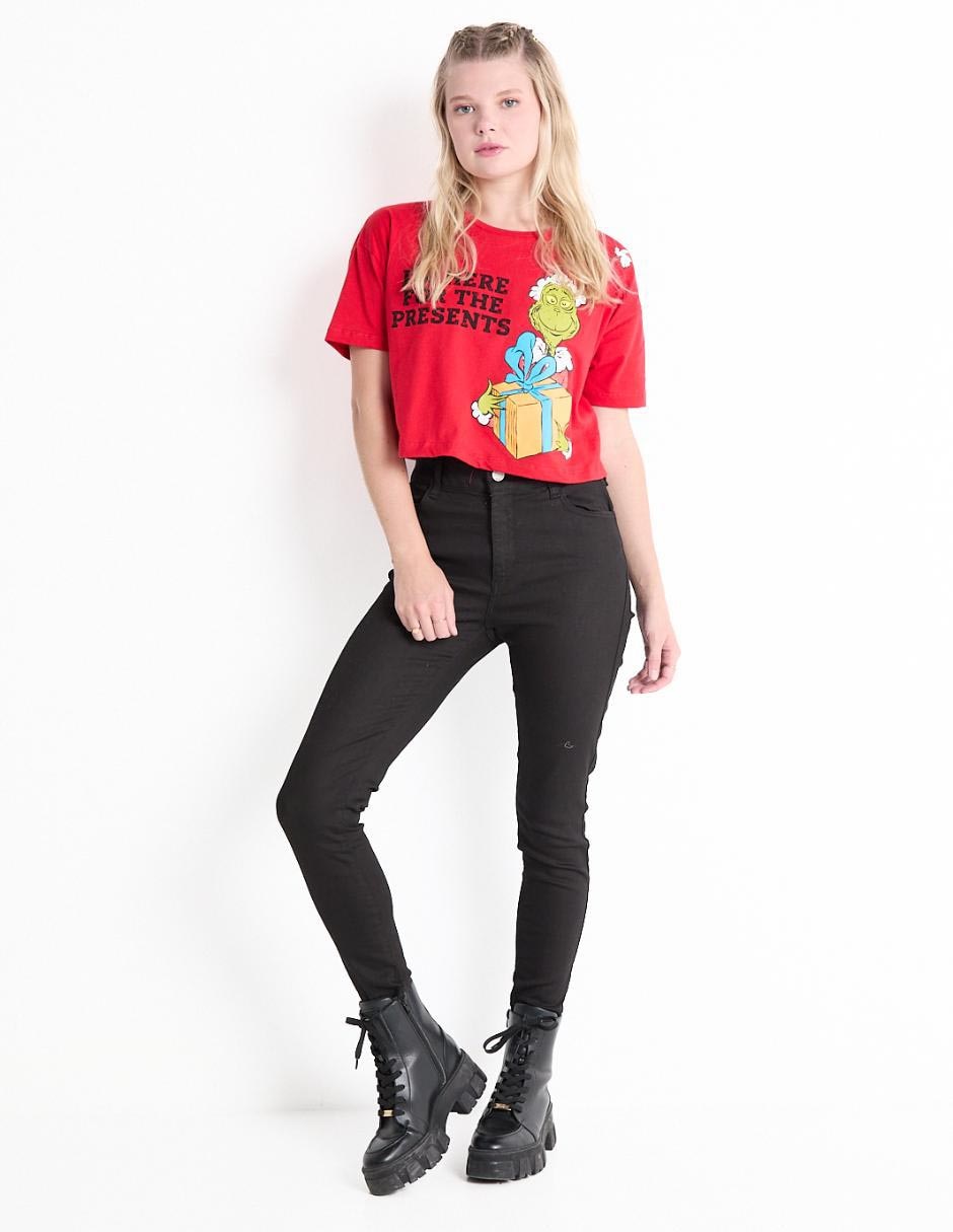 Playera manga corta El Grinch cuello redondo mujer