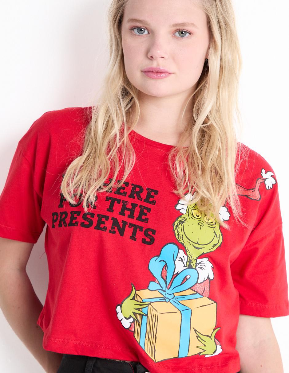 Playera manga corta El Grinch cuello redondo mujer