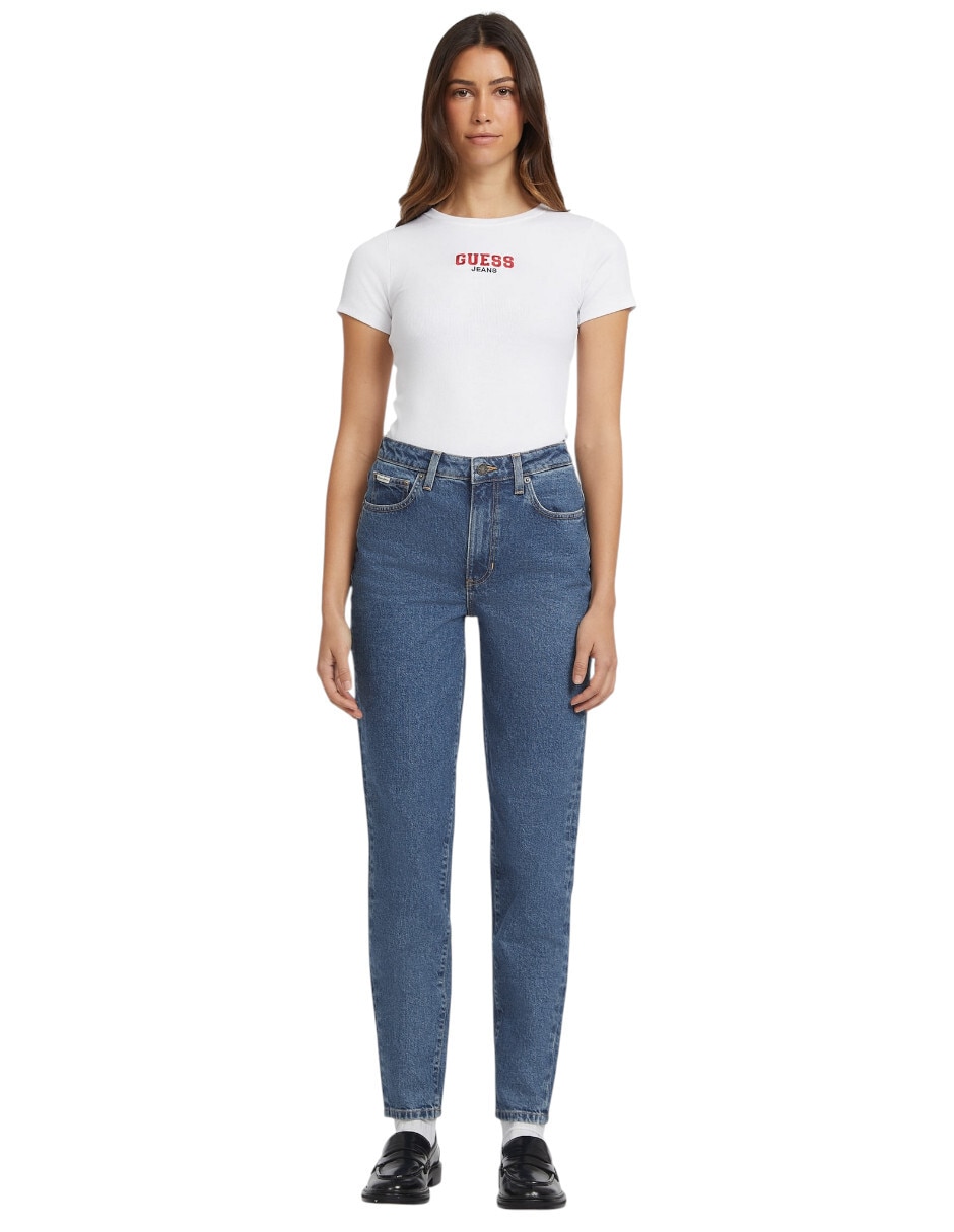 Jeans mom w4ya0dd5cc3-m3dw a la cintura para mujer 2