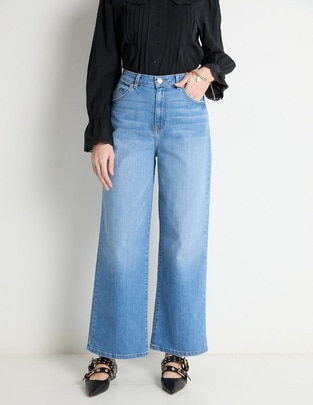Jeans relaxed wide leg corte cintura para mujer