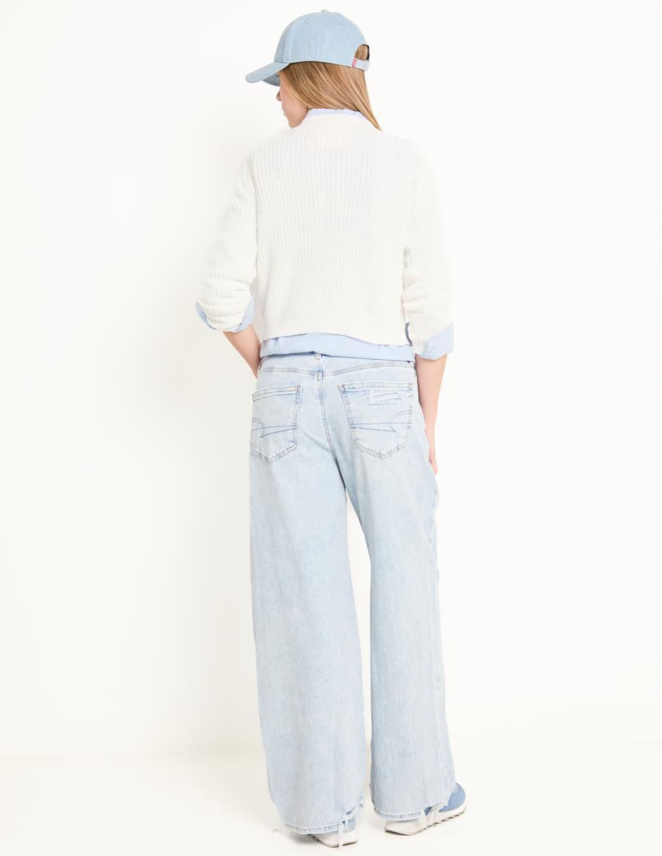 Jeans baggy corte cintura para mujer 5