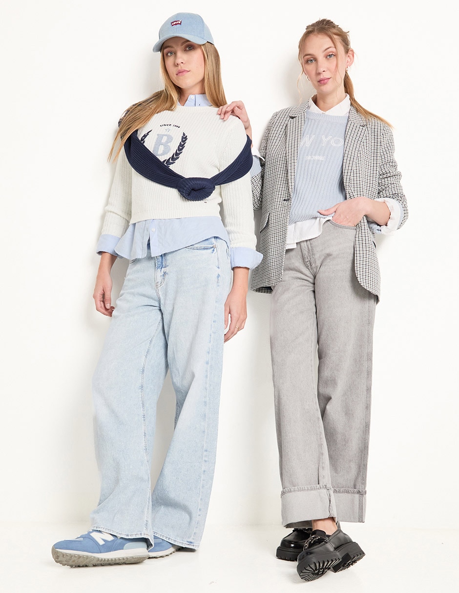 Jeans baggy corte cintura para mujer 6