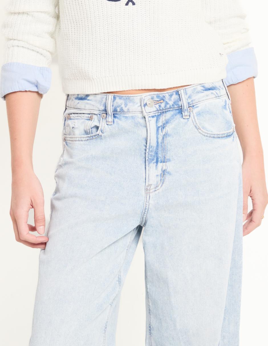 Jeans baggy corte cintura para mujer 7