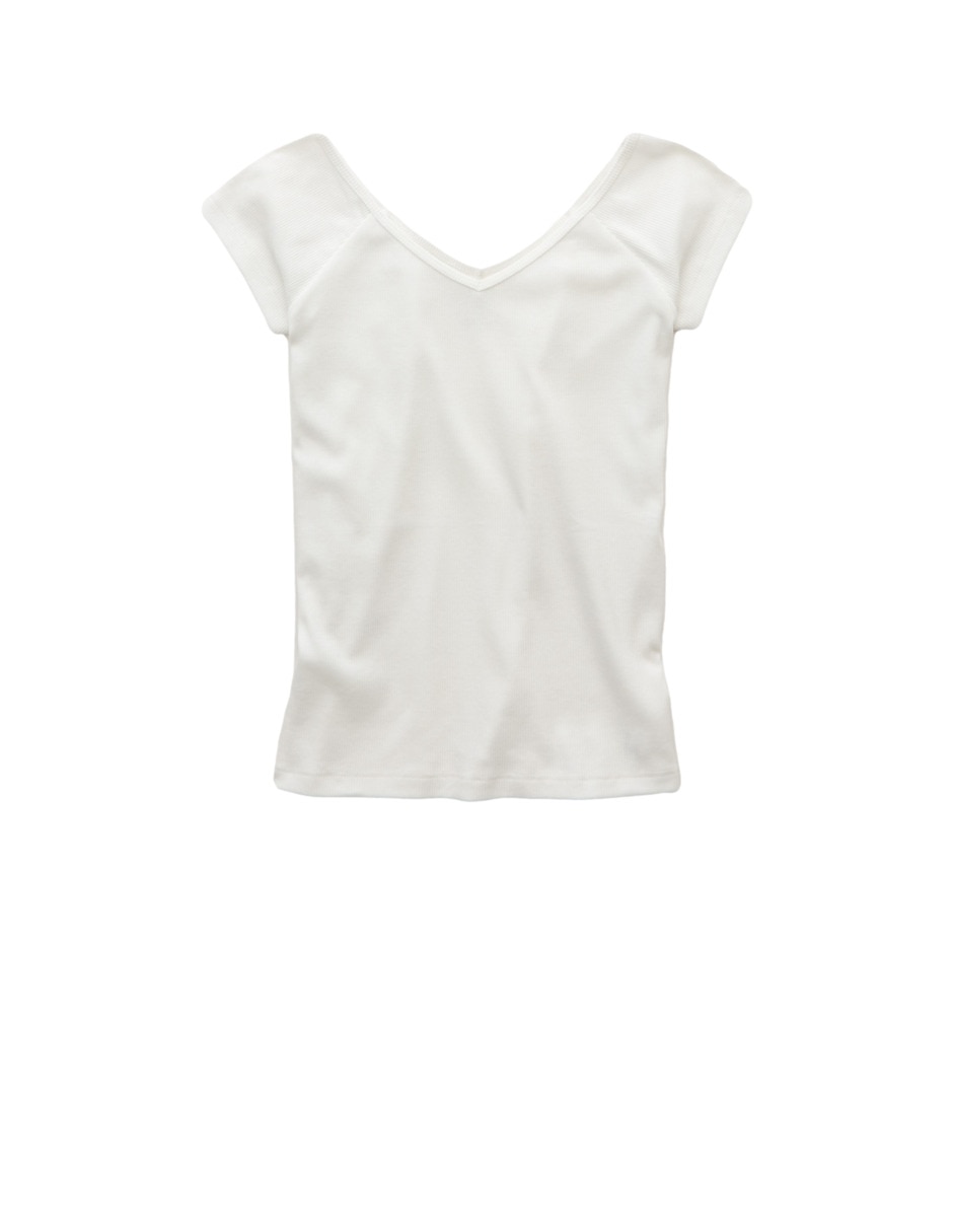Playera manga corta Tees cuello v mujer