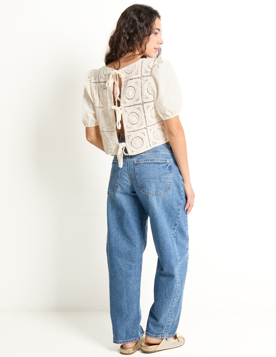 Jeans wide leg American Eagle corte cintura para mujer