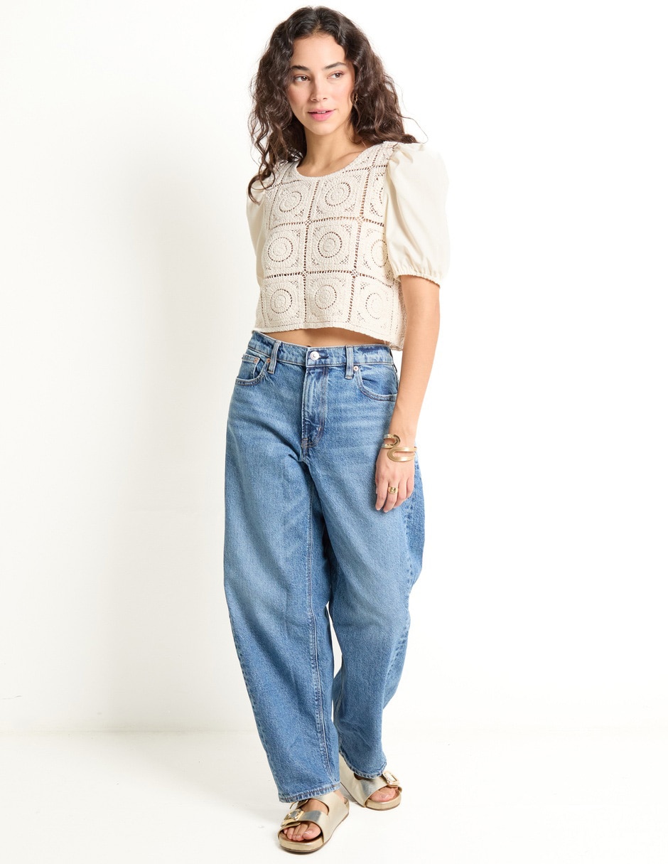 Jeans wide leg American Eagle corte cintura para mujer