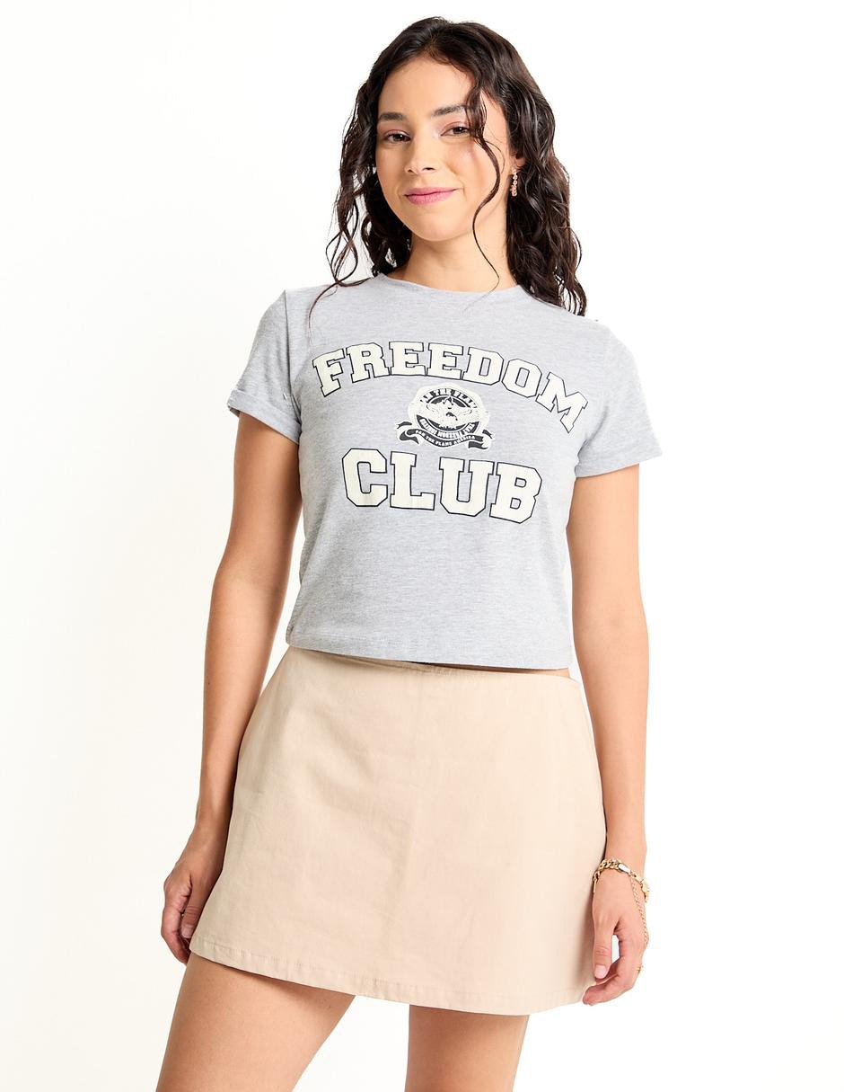 Playera manga corta cuello redondo para mujer