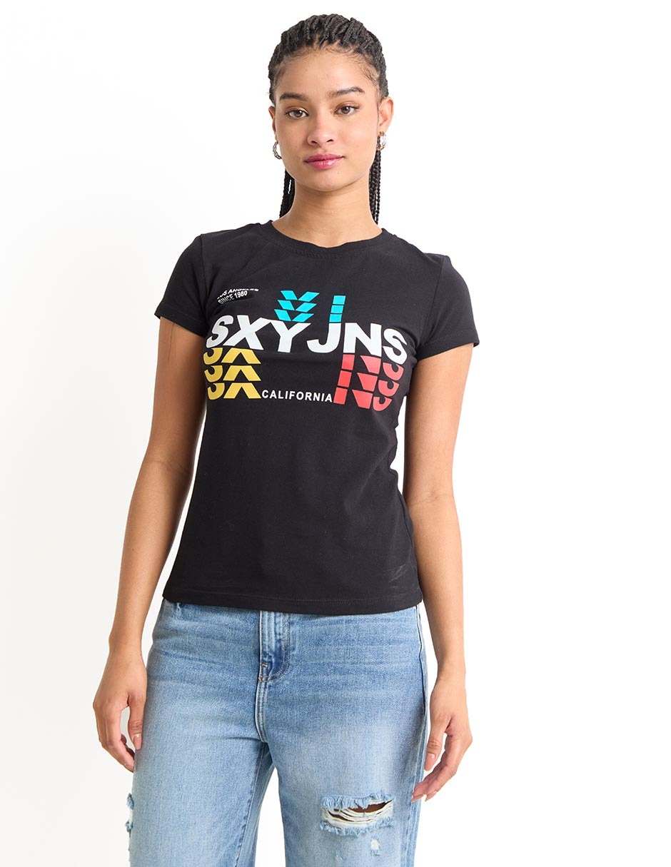 Playera manga corta cuello redondo para mujer 5