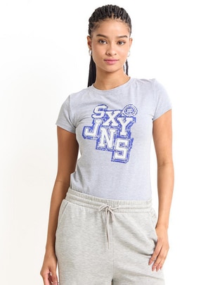 Playera manga corta Sexy Jeans cuello redondo para mujer