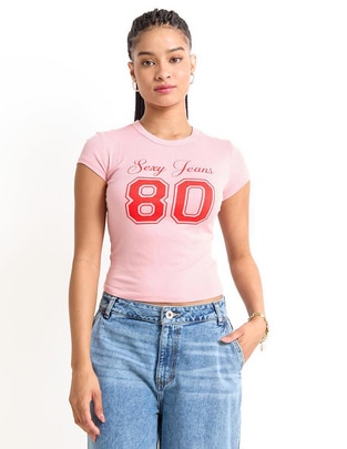 Playera manga corta cuello redondo para mujer Playera manga corta cuello redondo para mujer