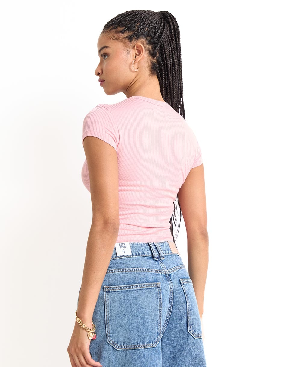Playera manga corta cuello redondo para mujer 2