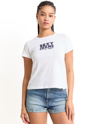 Playera manga corta Sexy Jeans cuello redondo para mujer