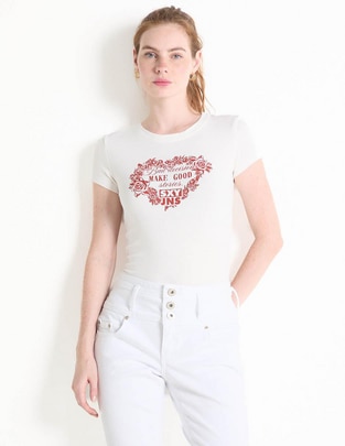 Playera manga corta cuello redondo para mujer Playera manga corta cuello redondo para mujer