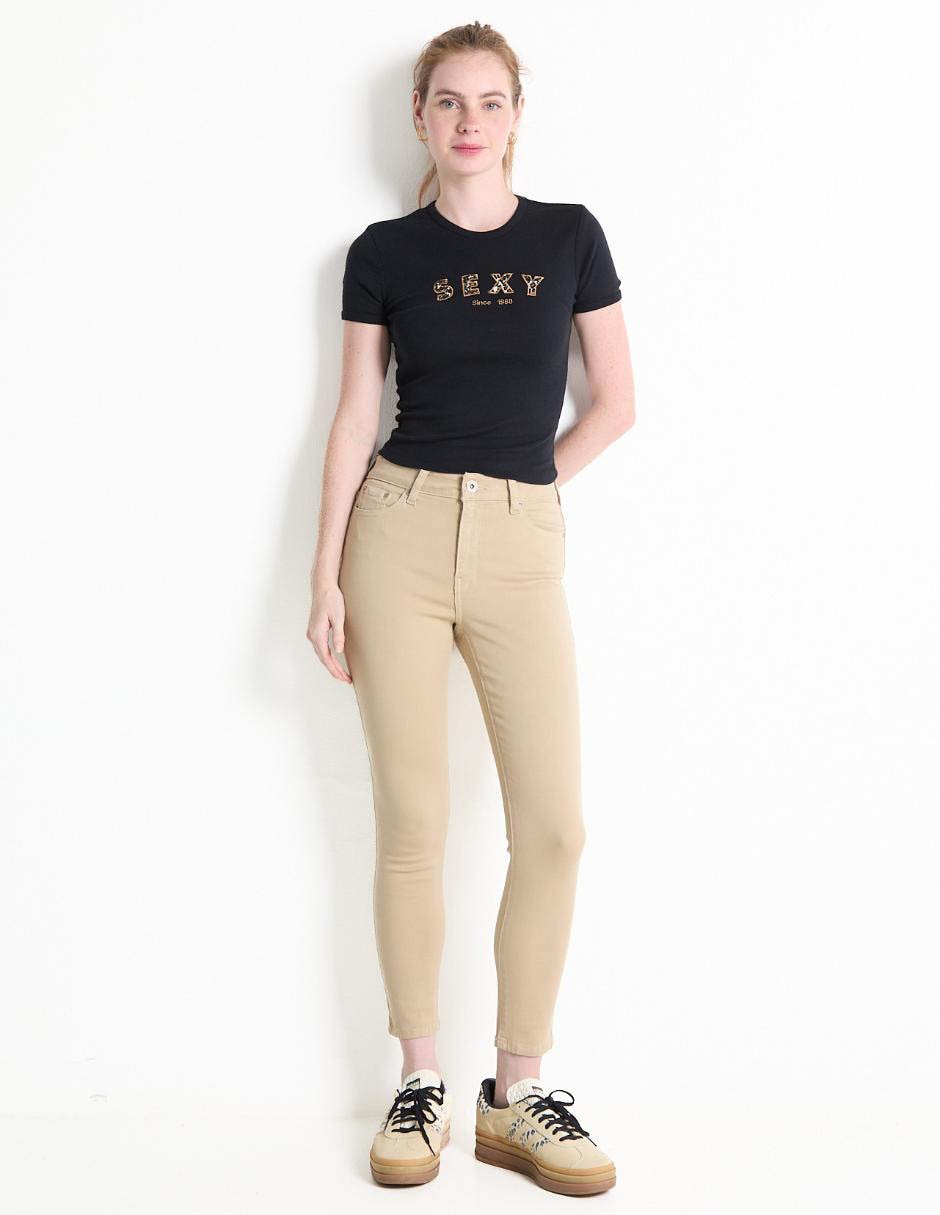 Playera manga corta Sexy Jeans cuello redondo para mujer