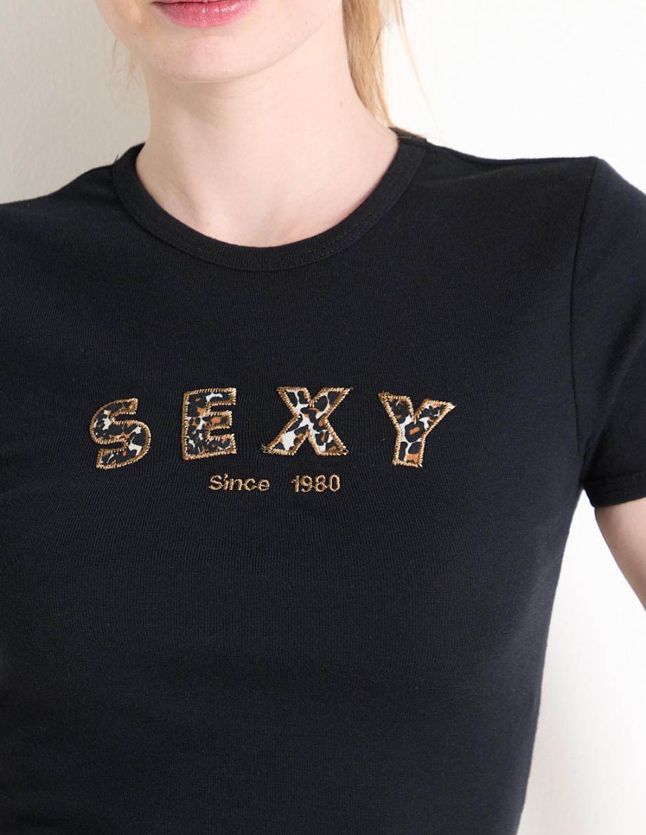 Playera manga corta Sexy Jeans cuello redondo para mujer