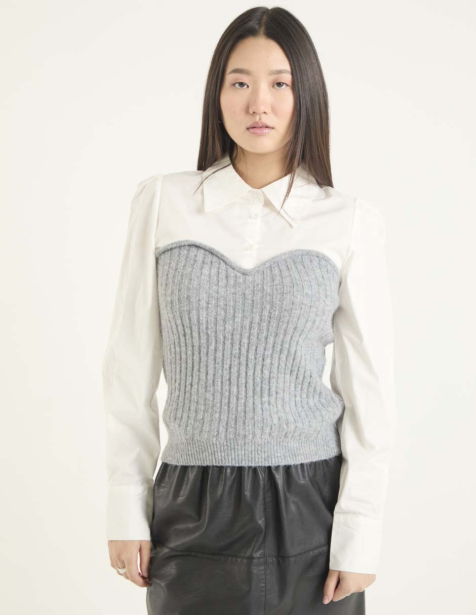 Blusa camisera manga larga para mujer 1