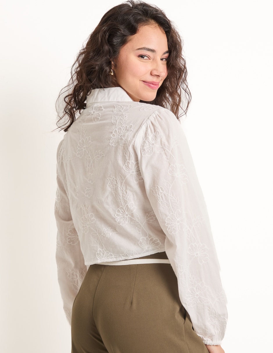 Blusa camisera manga larga para mujer 6