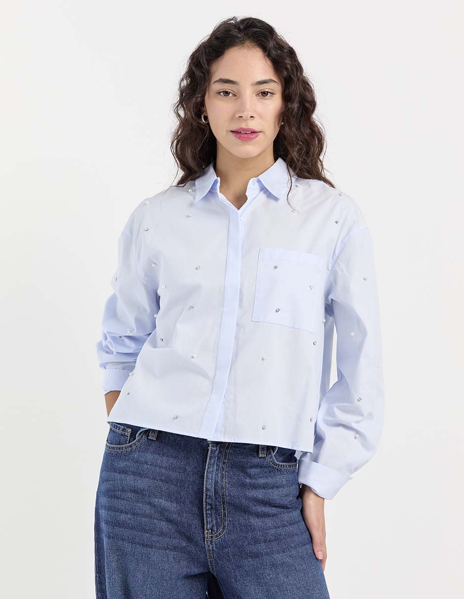 Blusa camisera manga larga para mujer 1