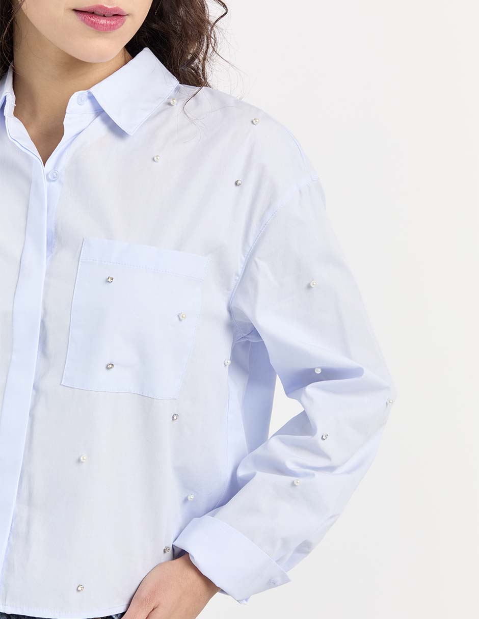 Blusa camisera manga larga para mujer 8