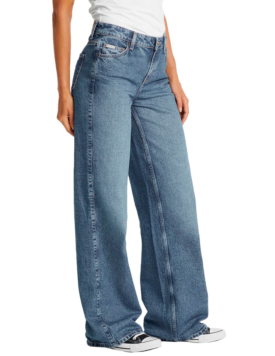 Jeans amplio Guess Jeans w4ba0yd5cc4-gjus corte cintura para mujer