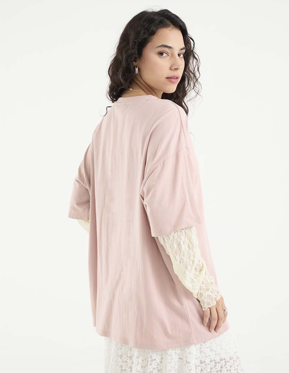 Playera manga al codo cuello redondo para mujer 5