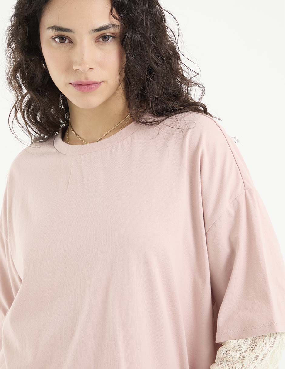 Playera manga al codo cuello redondo para mujer 7