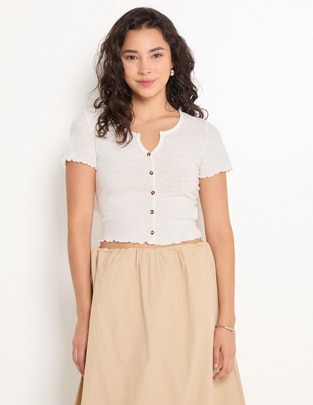 Blusa Coffee Bean manga corta para mujer