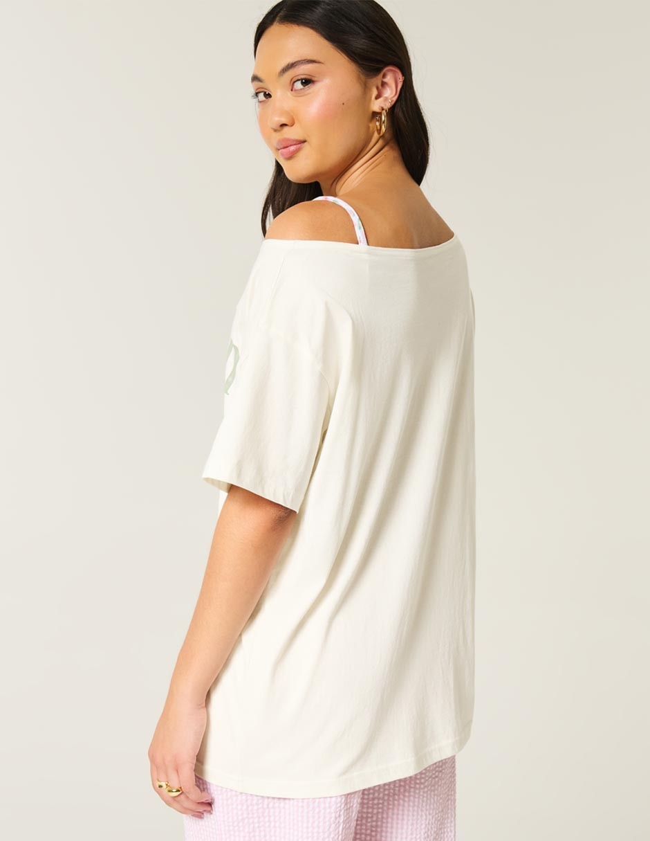 Playera manga corta Hollister cuello ojal para mujer