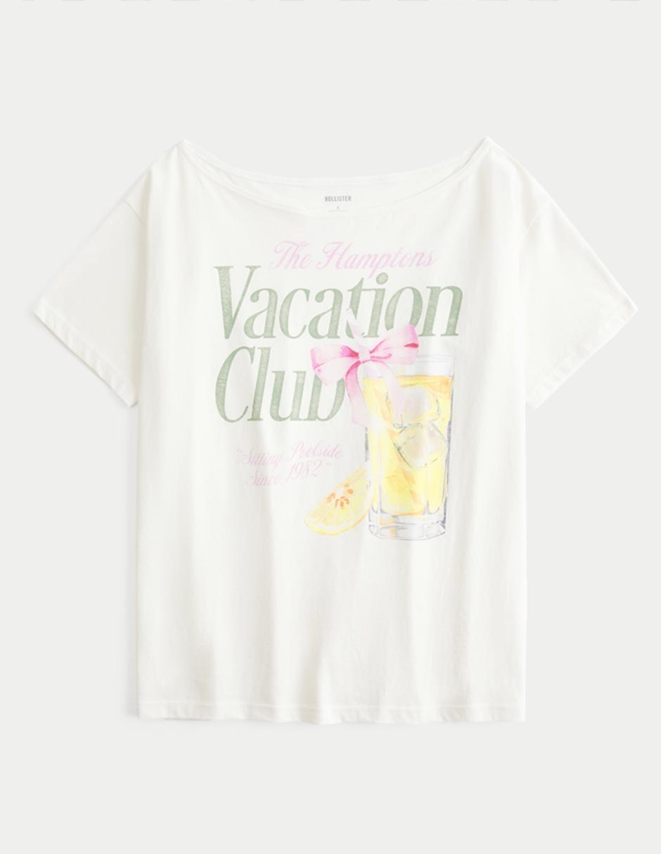 Playera manga corta Hollister cuello ojal para mujer