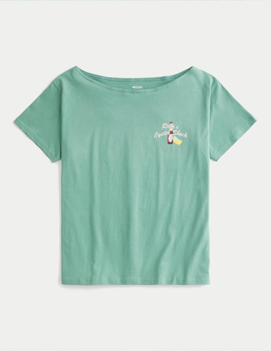 Playera manga corta Hollister cuello ojal para mujer