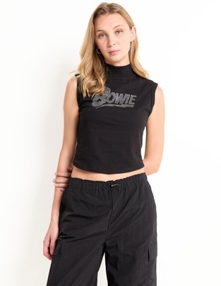 Playera David Bowie cuello alto para mujer Playera David Bowie cuello alto para mujer