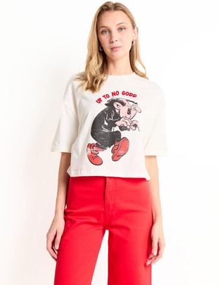 Playera manga corta Gargamel cuello redondo mujer