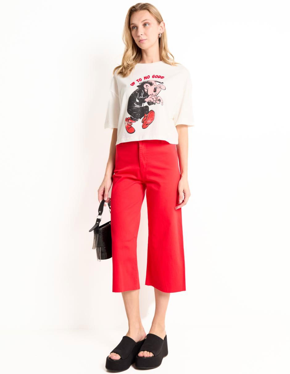 Playera manga corta Gargamel cuello redondo mujer