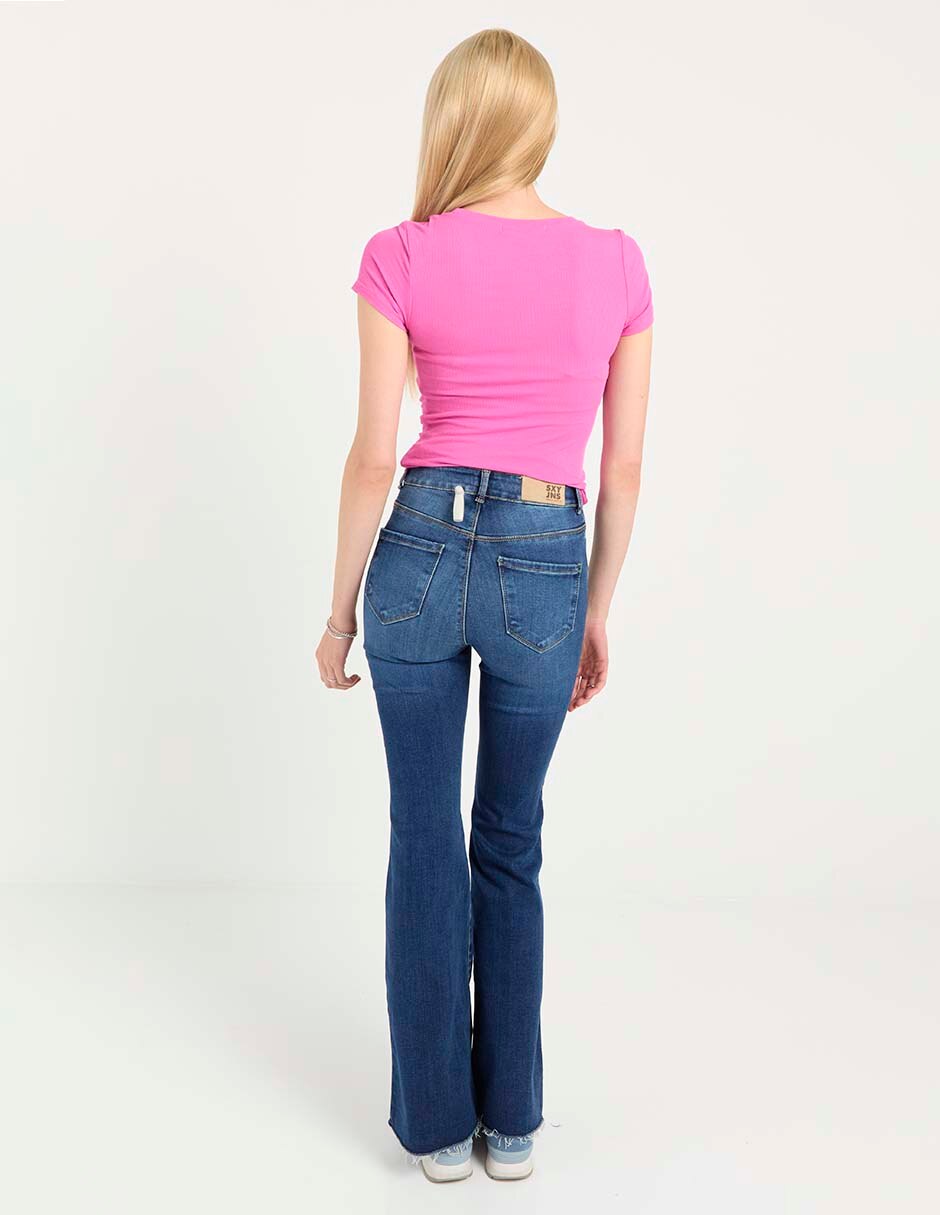 Jeans flare corte cintura alta para mujer 2