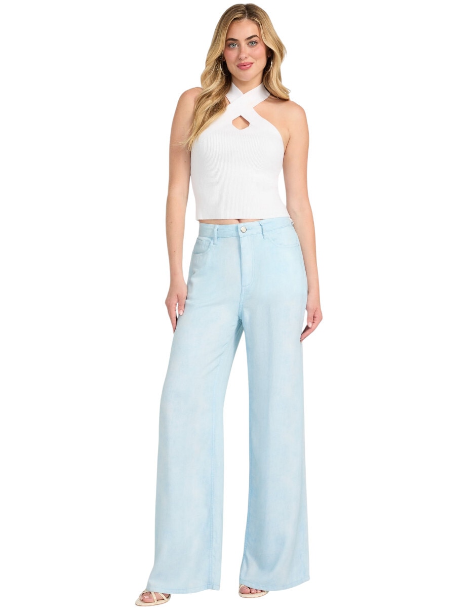 Jeans straight corte cintura para mujer 6